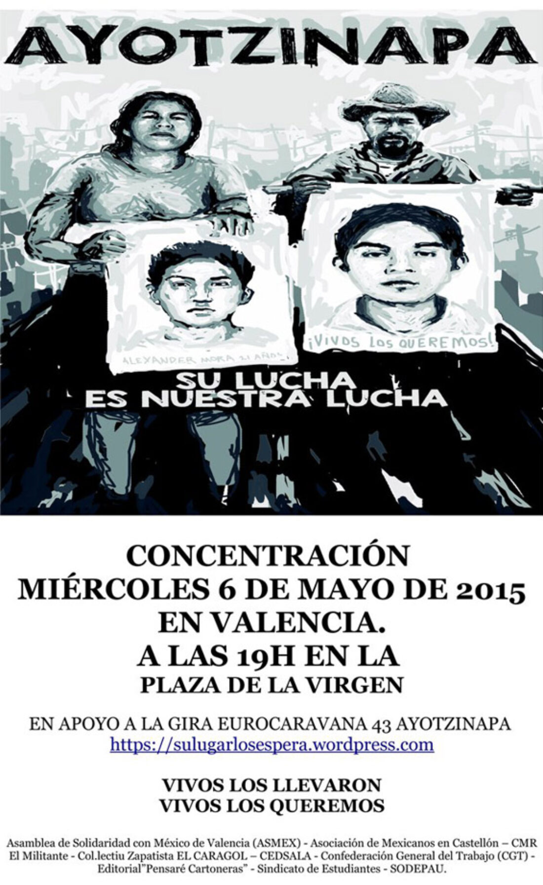 Concentración de Solidaridad en Valencia por los estudiantes desaparecidos de Ayotzinapa (México)