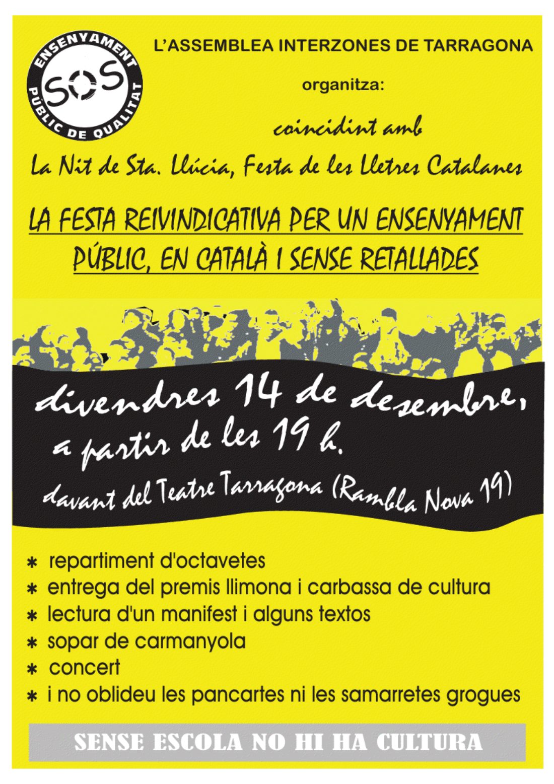 Tarragona: Fiesta reivindicativa por una enseñanza pública, en catalán y sin recortes