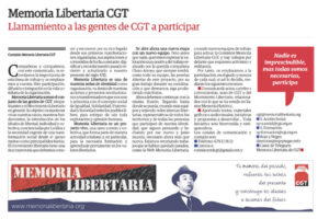 Memoria Libertaria CGT: Llamamiento a las gentes de CGT a participar