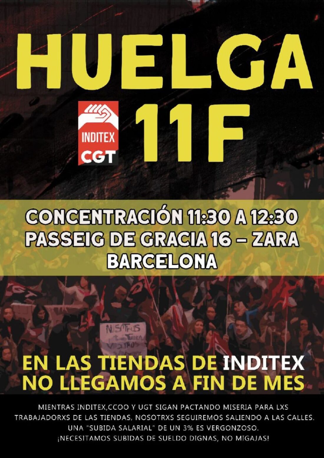 11-F: Huelga estatal Zara y Pull&Bear. Concentración en Barcelona