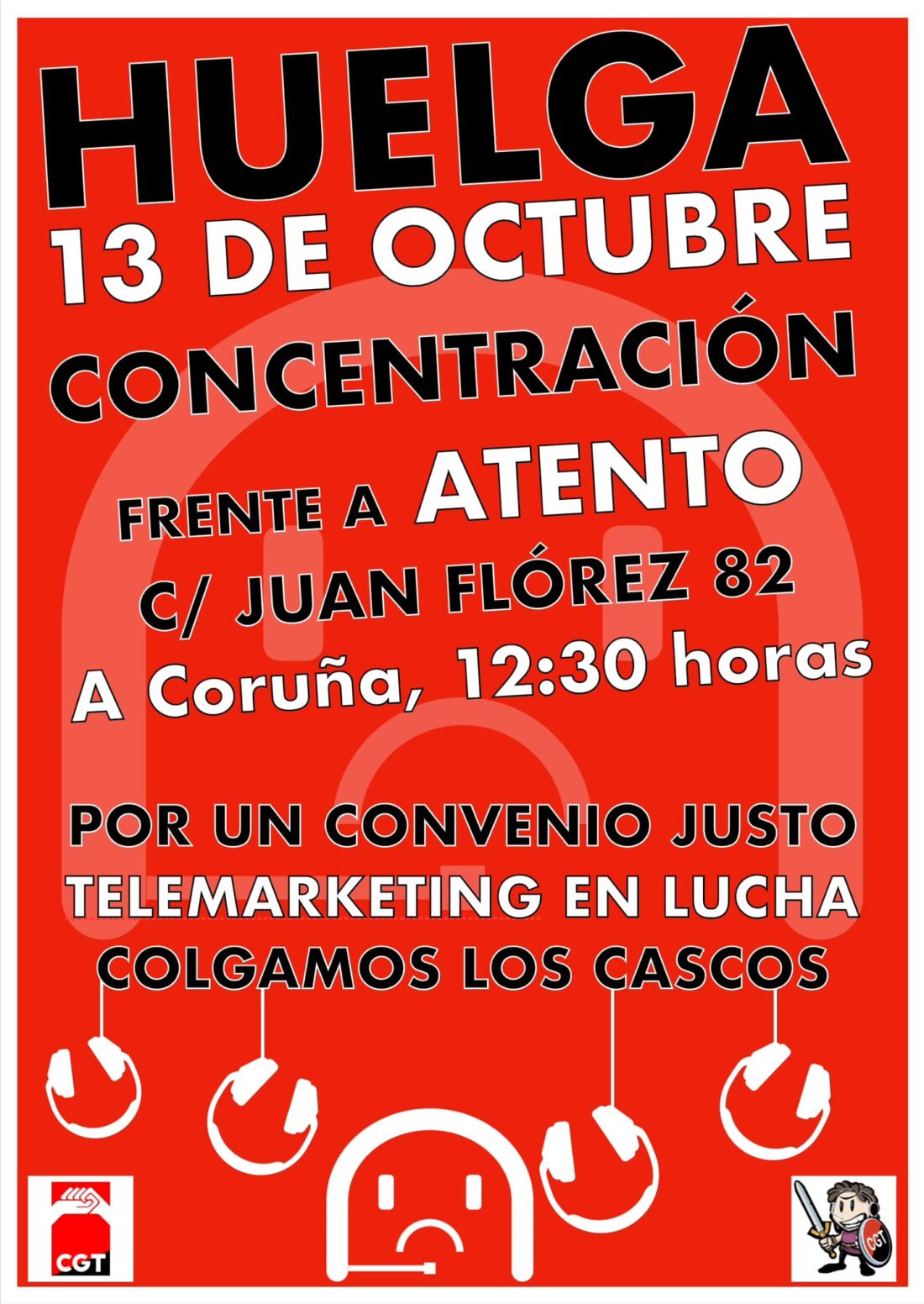 13-O: Huelga de 24 horas en telemarketing y concentración delante de Atento Coruña