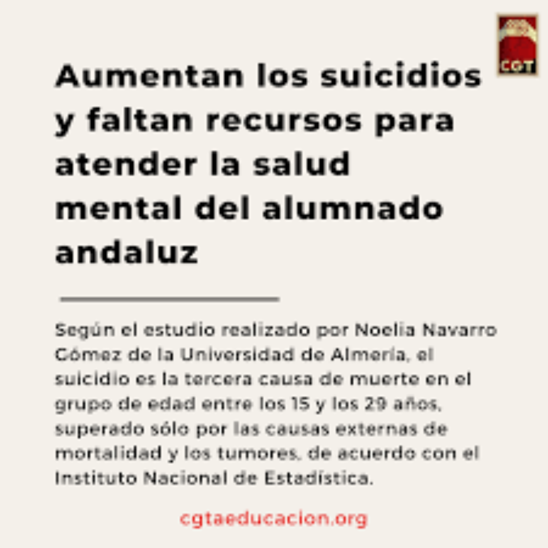 Aumentan los suicidios y faltan recursos para atender la salud mental del alumnado andaluz