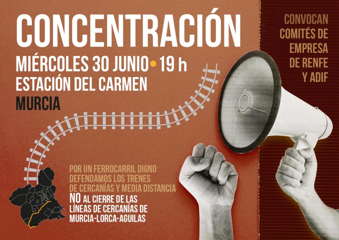 Concentración «No al cierre del cercanías Murcia-Lorca»