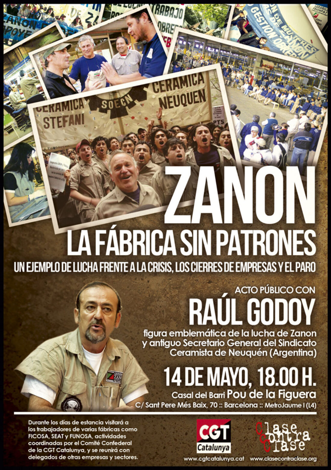 Raúl Godoy, referente histórico de los obreros de Zanon, visita Barcelona