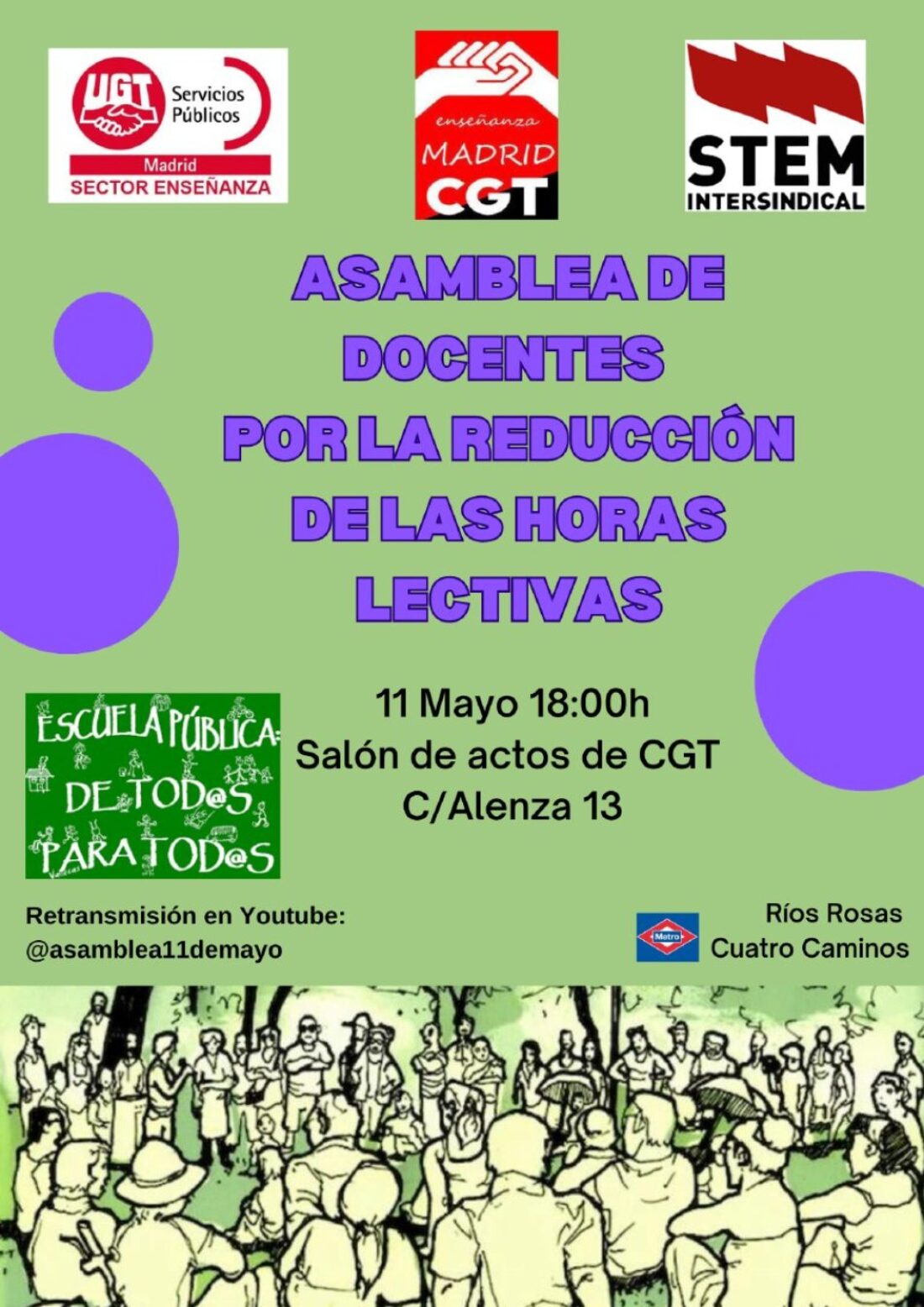 Madrid: Sindicatos de Enseñanza convocan una asamblea abierta al profesorado