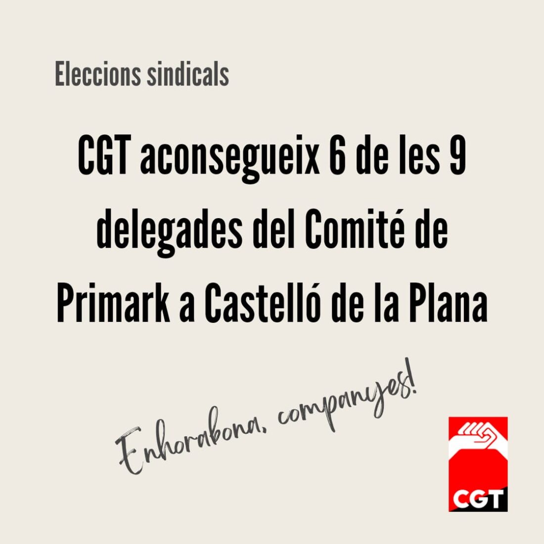 Elecciones sindicales Primark Castelló