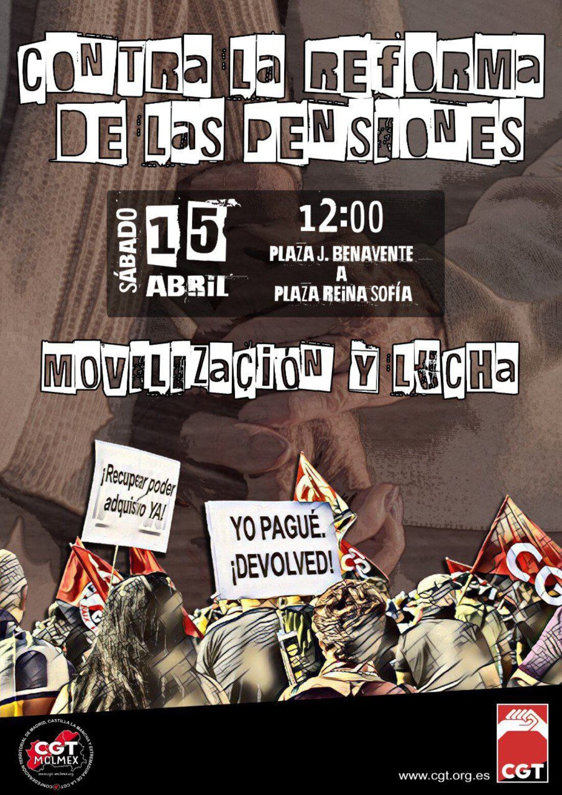 15 A: Manifestación en defensa de las pensiones