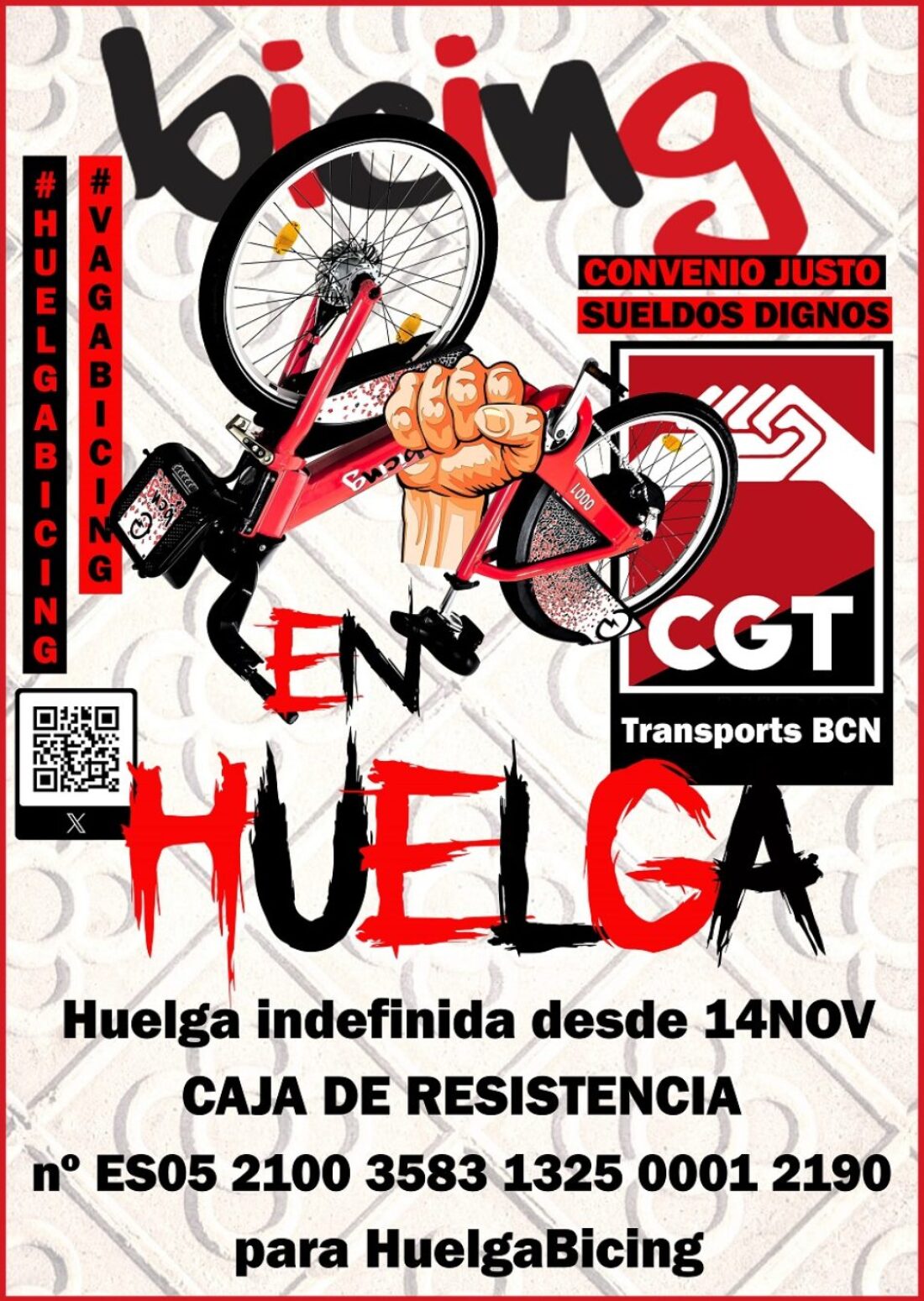 CGT abre caja de resistencia en el séptimo día de huelga indefinida en el bicing de Barcelona, con un seguimiento del 95%