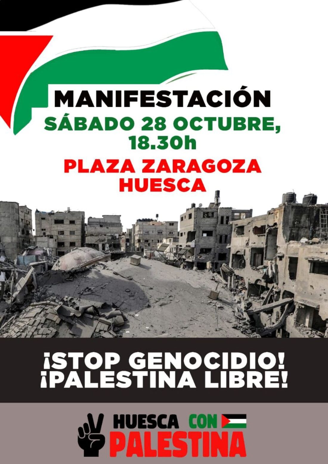 Manifestación «¡Stop genocidio! ¡Palestina libre!» en Huesca