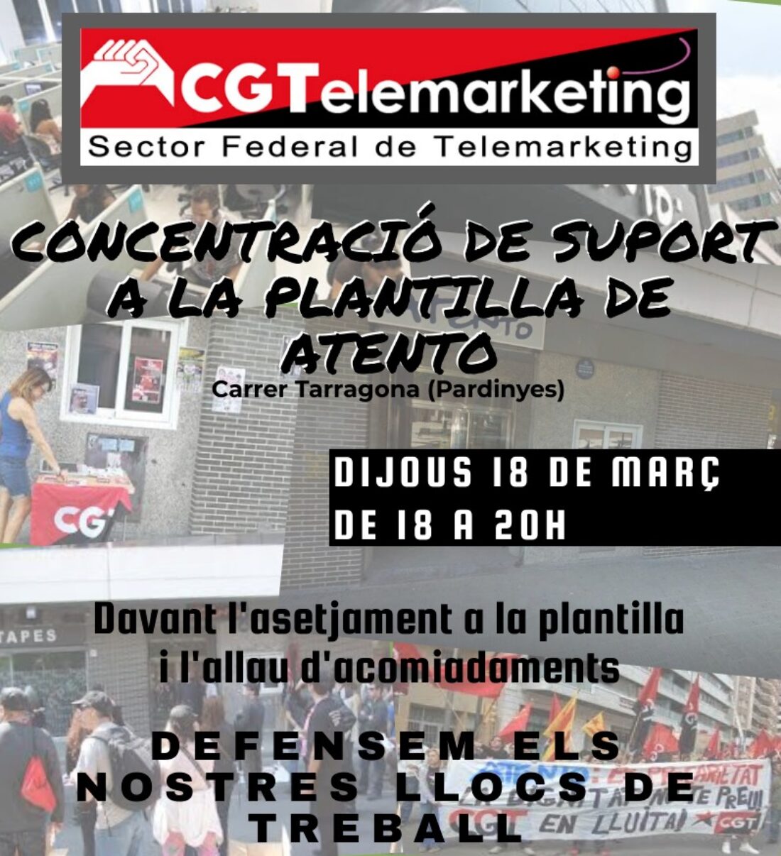 Basta de abusos y represión en Atento. Concentración de apoyo con los y las trabajadoras despedidas en Atento Lleida