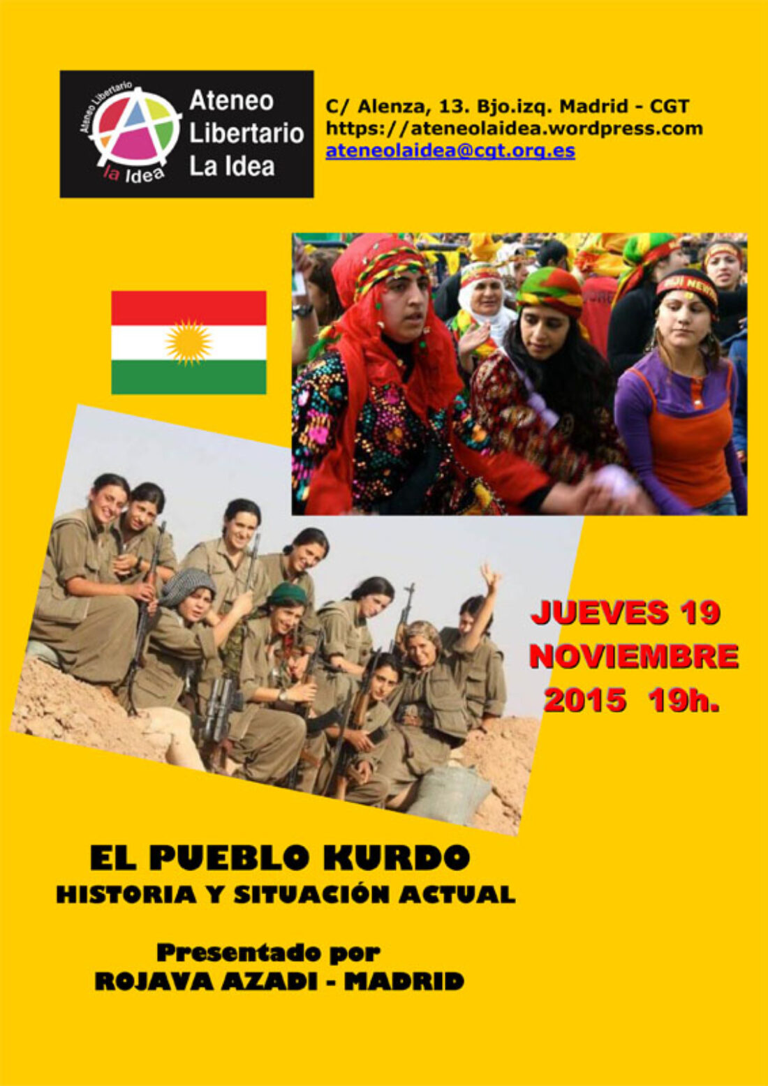19-N: Charla-Debate sobre el pueblo kurdo en Ateneo Libertario «La Idea»