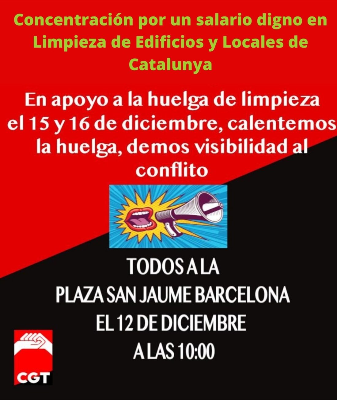 ¡CGT exige salarios dignos para l@s trabajadores/as de limpieza de edificios y locales de Catalunya!