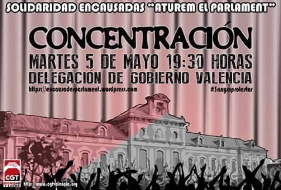 5-m València: Concentración solidaridad con las encausadas «Aturem el Parlament»