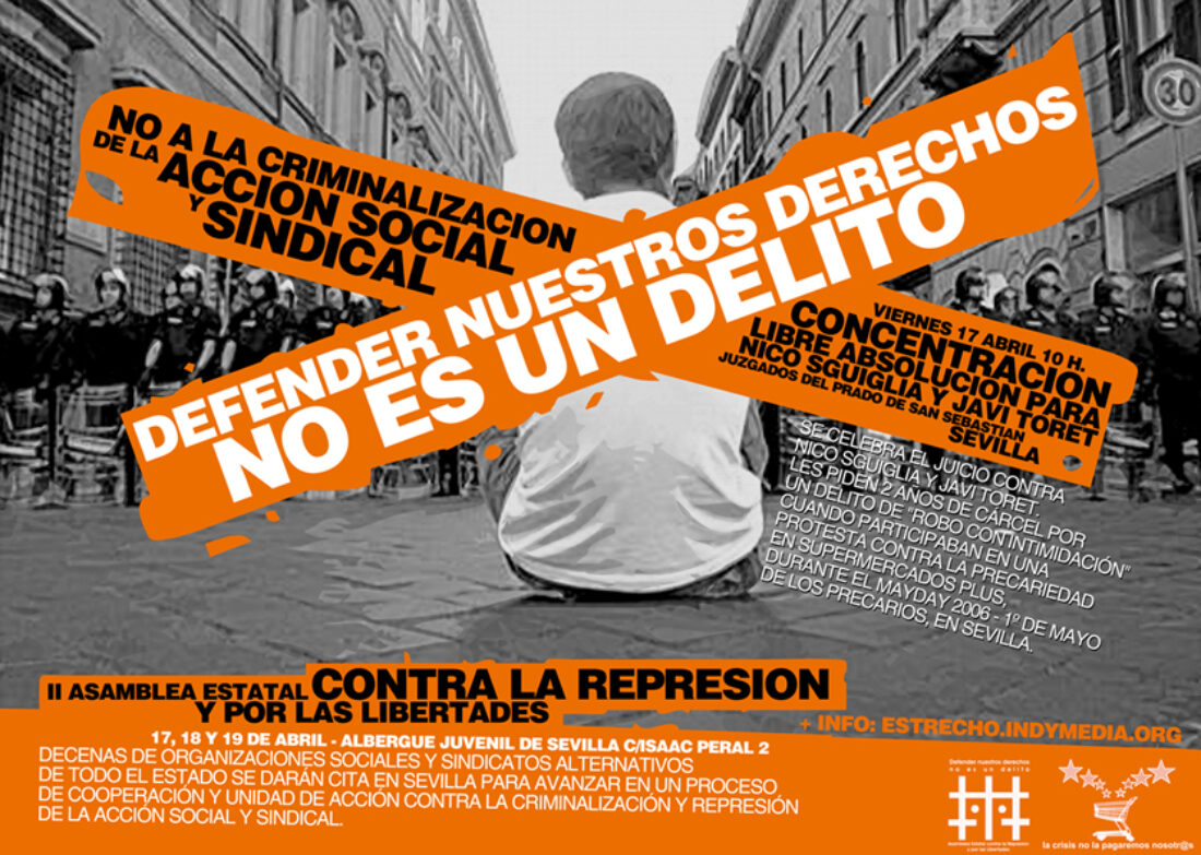 17,18 y 19 Abril – Sevilla : II Asamblea Estatal contra la  Represión y por las Libertades