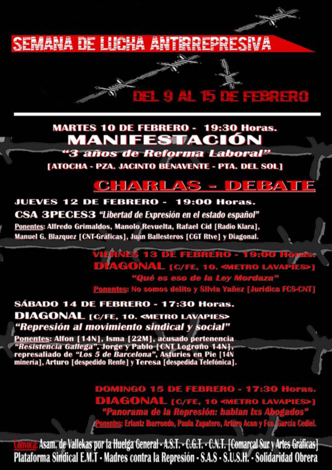 Semana Antirrepresiva #Madrid 9/2 al 15/2 2015