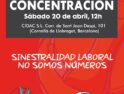 Concentración 20 de abril, 12h (CIDAC S.L. Cornellà de Llobregat, Barcelona) 