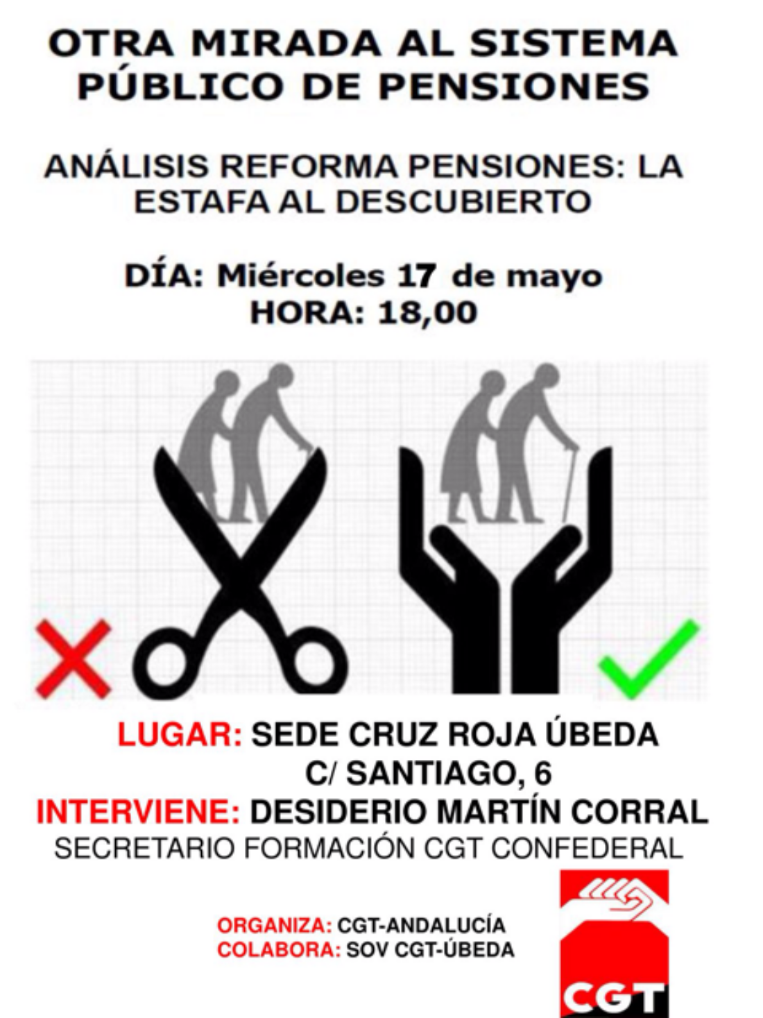 17-M: Charla- Coloquio «Otra mirada al sistema público de pensiones»