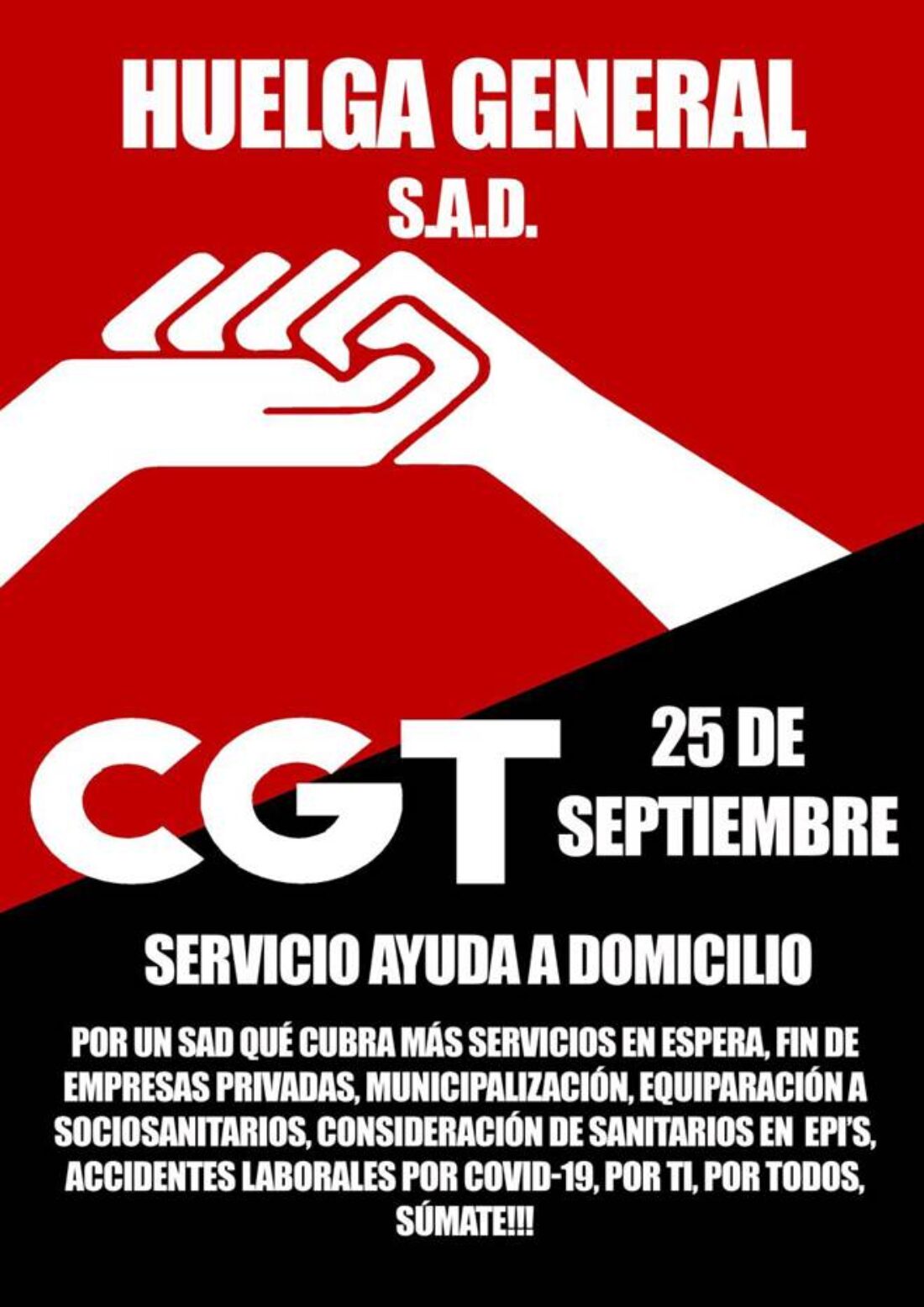 Continúa el proceso hacía la huelga del 25 de septiembre en el Servicio de Ayuda a Domicilio (SAD) en Andalucía