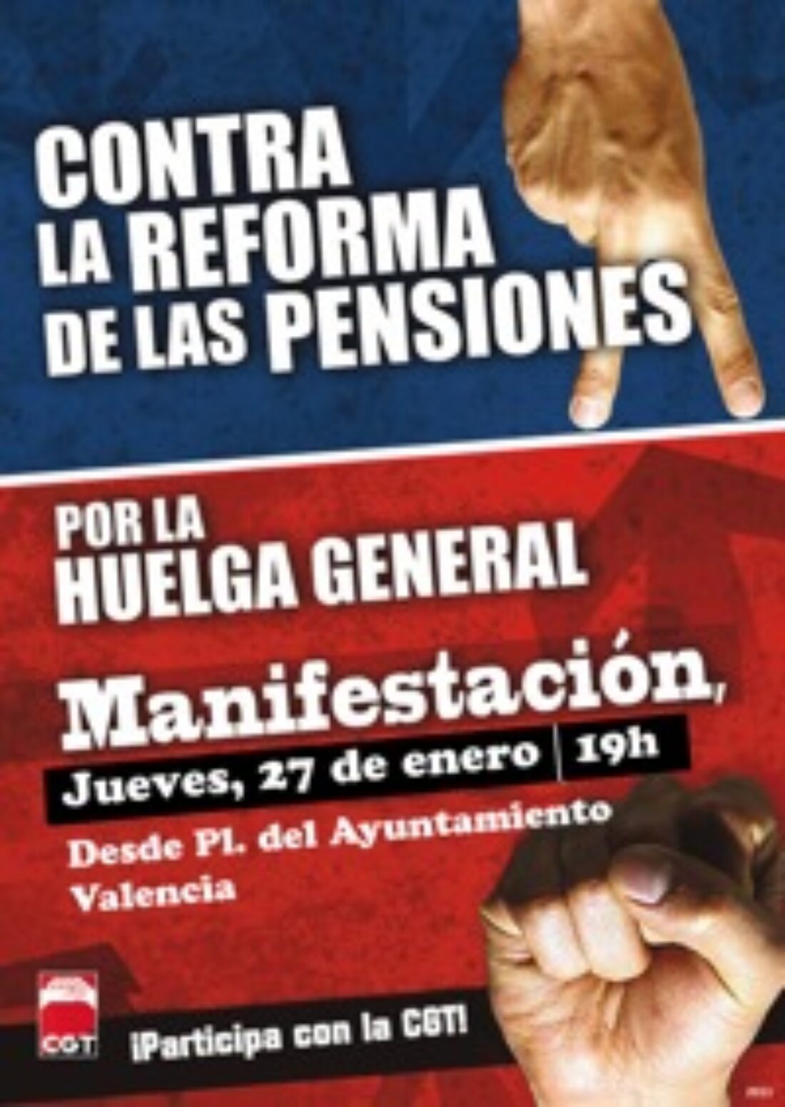 27 enero : Manifestaciones contra la reforma de las pensiones en el Pais Valencià