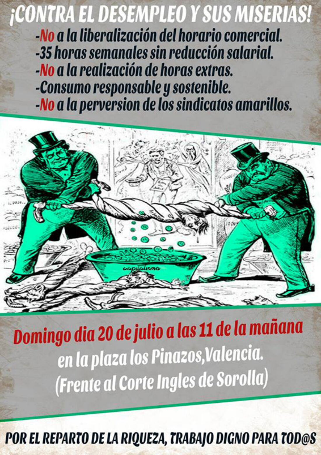 Valencia, 20-J: Concentración contra la miseria del Paro