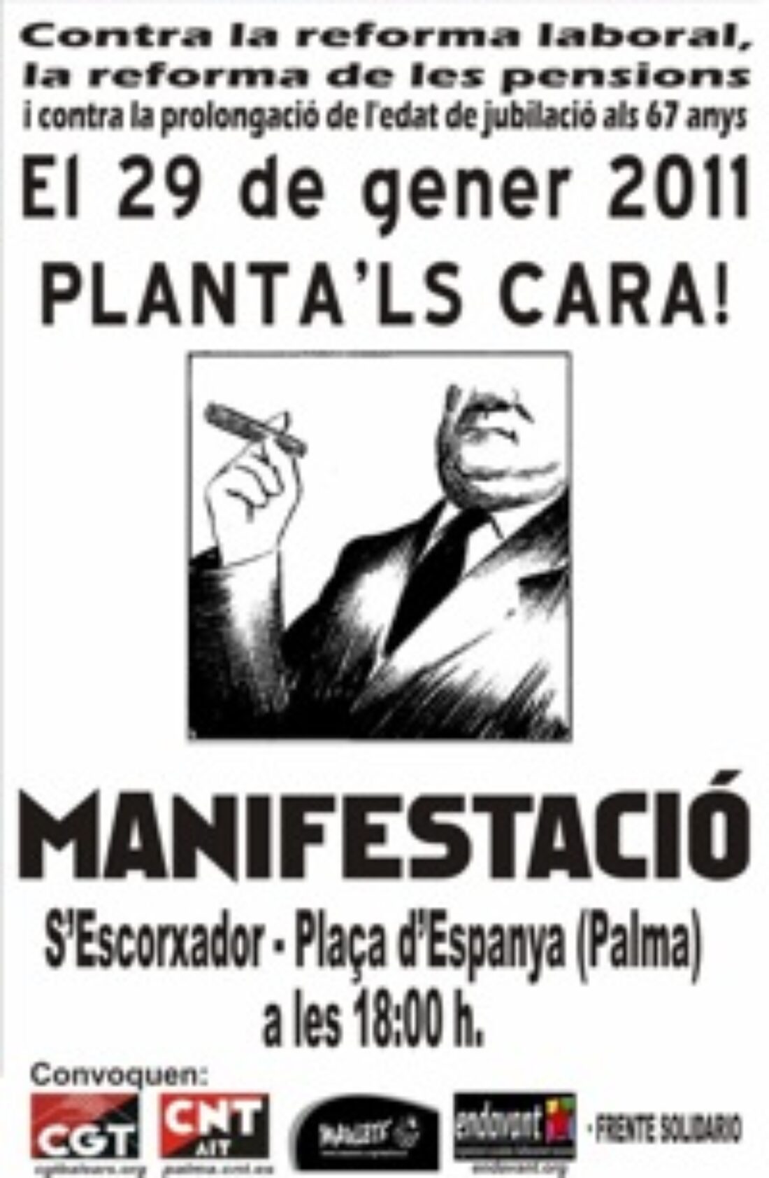 29 enero, Palma : Manifestación unitaria contra el recorte de las pensiones