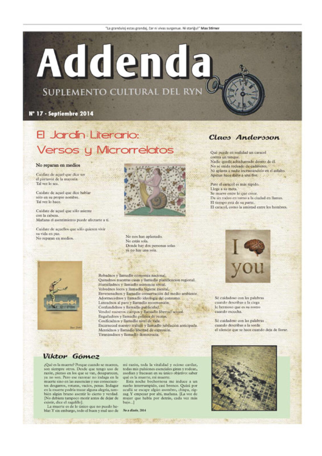 Addenda, suplemento cultural del RyN – Nº 17, septiembre 2014