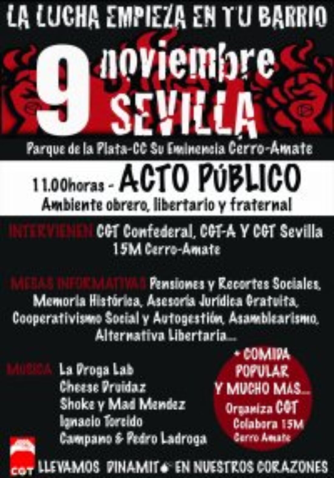 Acto público organizado por CGT Sevilla y 15M Cerro-Amate