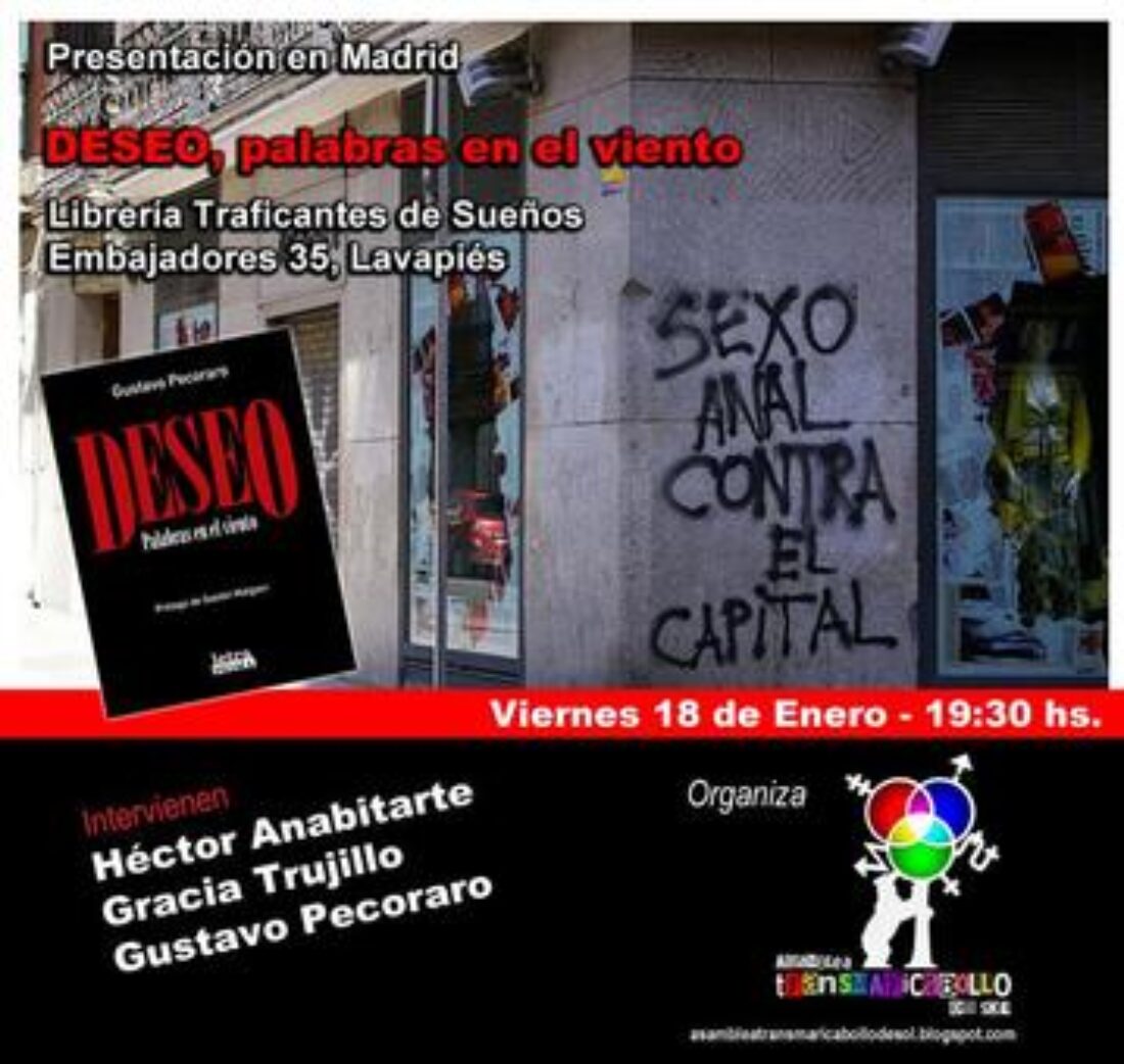 Presentación del poemario «Deseo, palabras en el viento» y charla-debate sobre activismos LGTBIQ en Argentina y el Estado español.