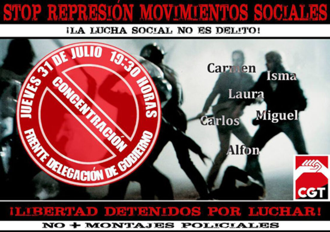 31-j Valencia: Concentración contra la represión a los movimientos sociales