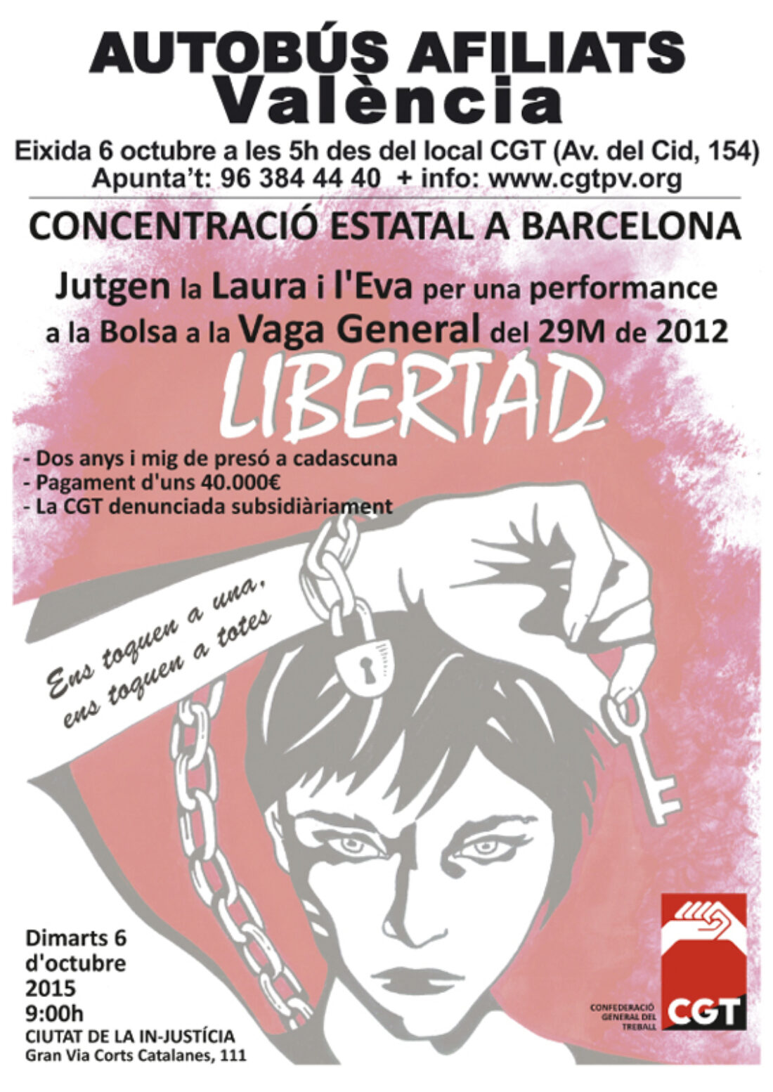 6-o: Autobús afiliados y afiliadas desde València #LauraEvaLlibertat