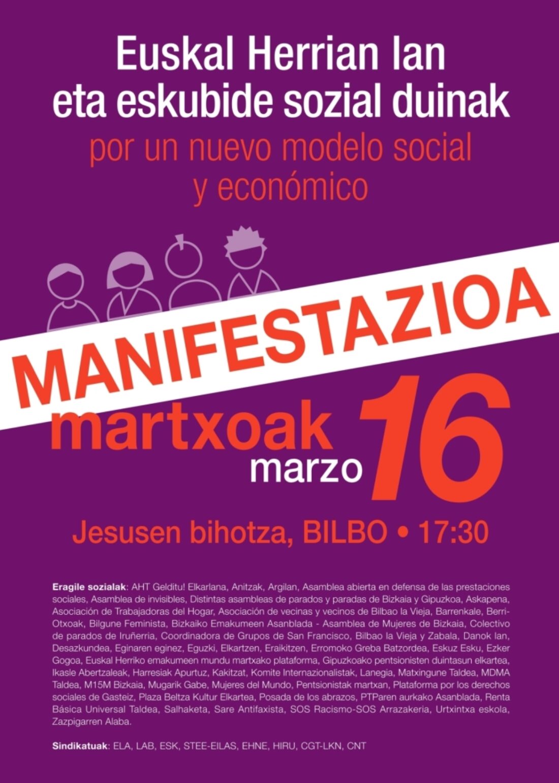 LLamamiento a tomar las calles el 12 en Gasteiz y 16 de marzo en Bilbo