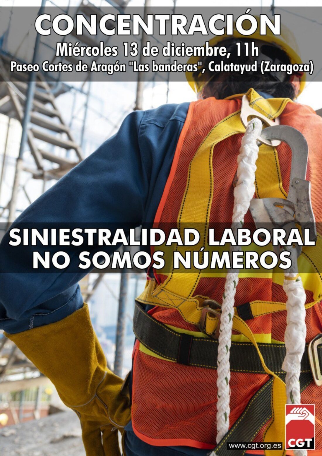 CGT se manifestara el próximo 13 de diciembre en Calatayud dentro del marco de movilizaciones en todo el Estado español contra la siniestralidad laboral