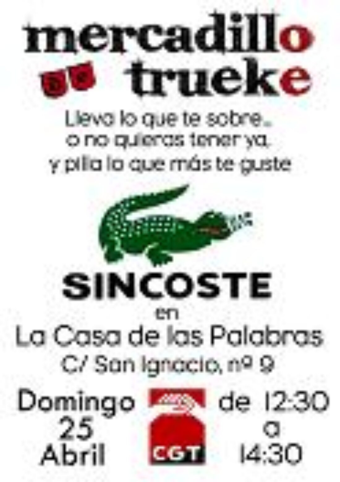 25 abril, Valladolid : Mercadillo de Trueke