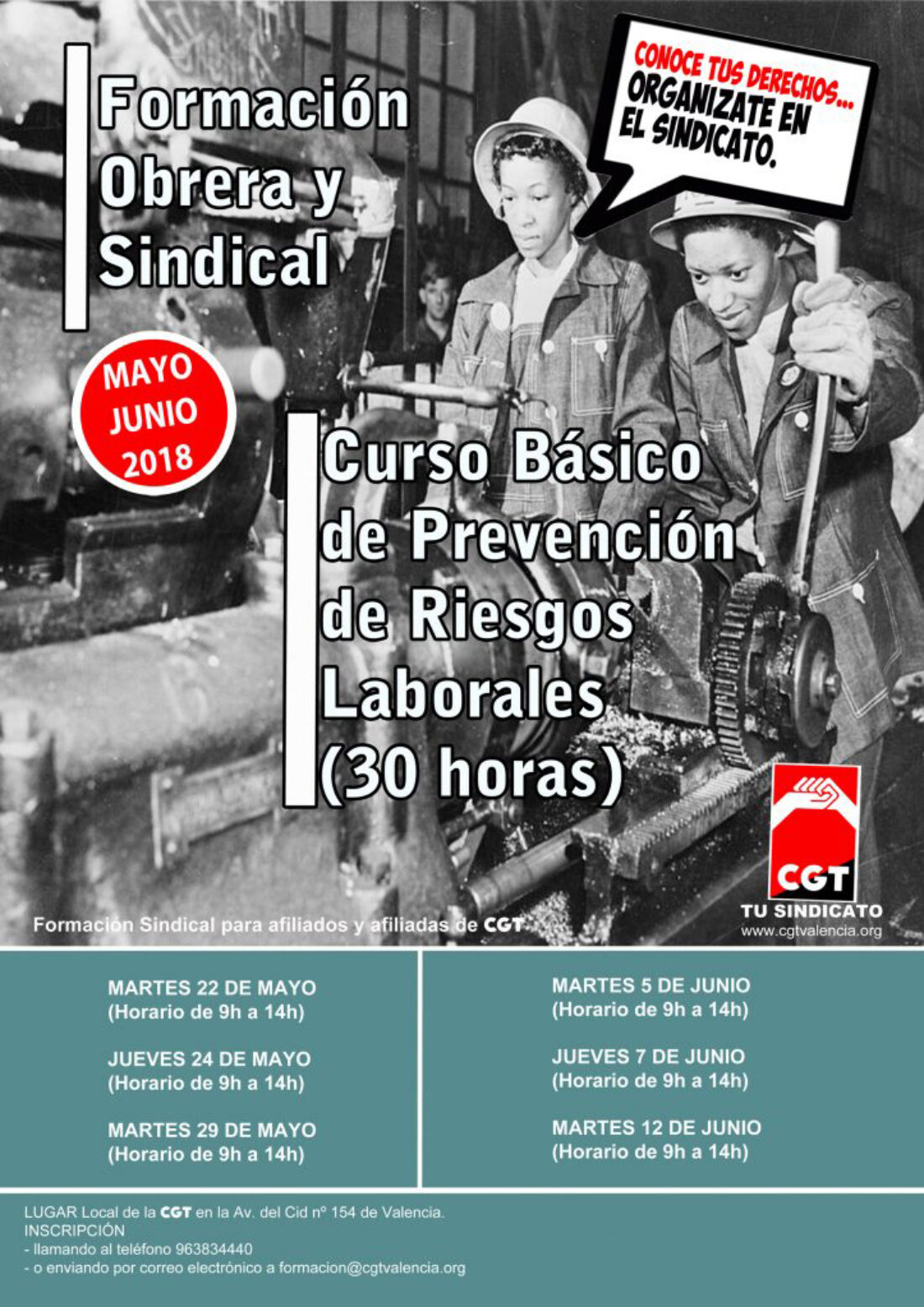 [CGT-Valencia Formación] Curso Básico de Prevención de Riesgos Laborales (30 horas)
