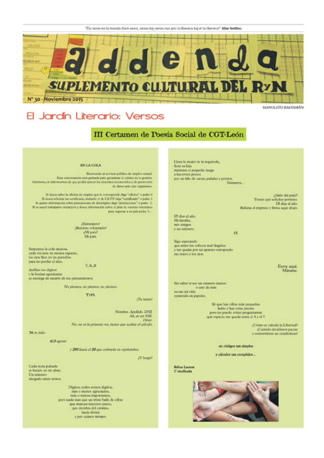 Addenda, suplemento cultural del RyN – Nº 30, noviembre 2015