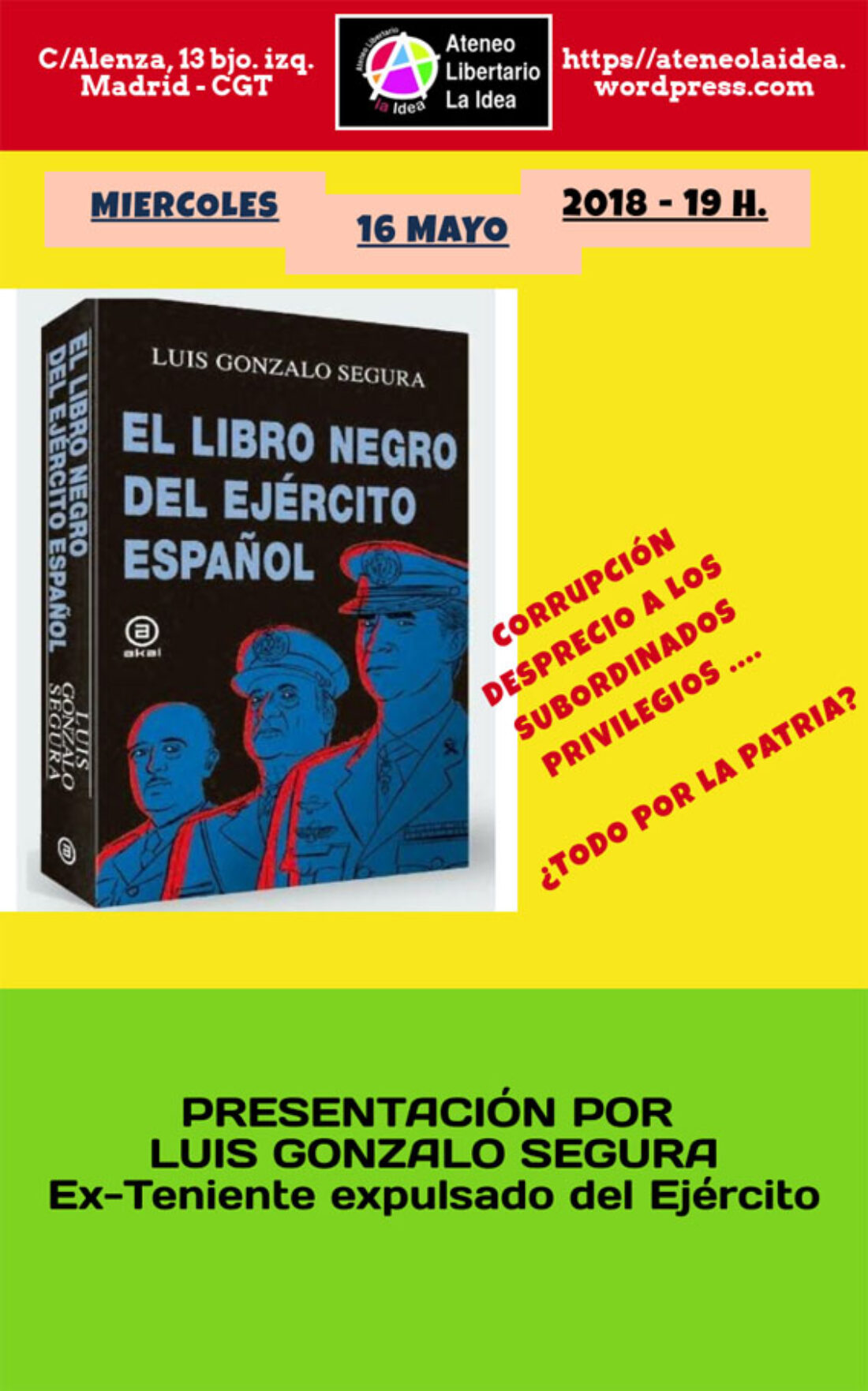 Presentación del libro «El libro negro del Ejército Español»