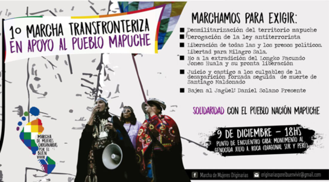 9-D: «1ª Marcha Transfronteriza en apoyo al Pueblo Mapuche» en Buenos Aires