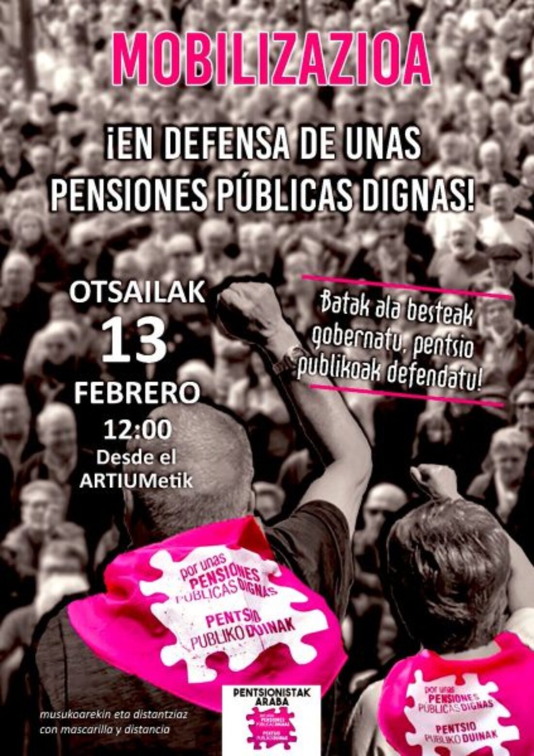 CGT-LKN hace un llamamiento a participar en las manifestaciones del 13 de febrero contra la privatización de las pensiones