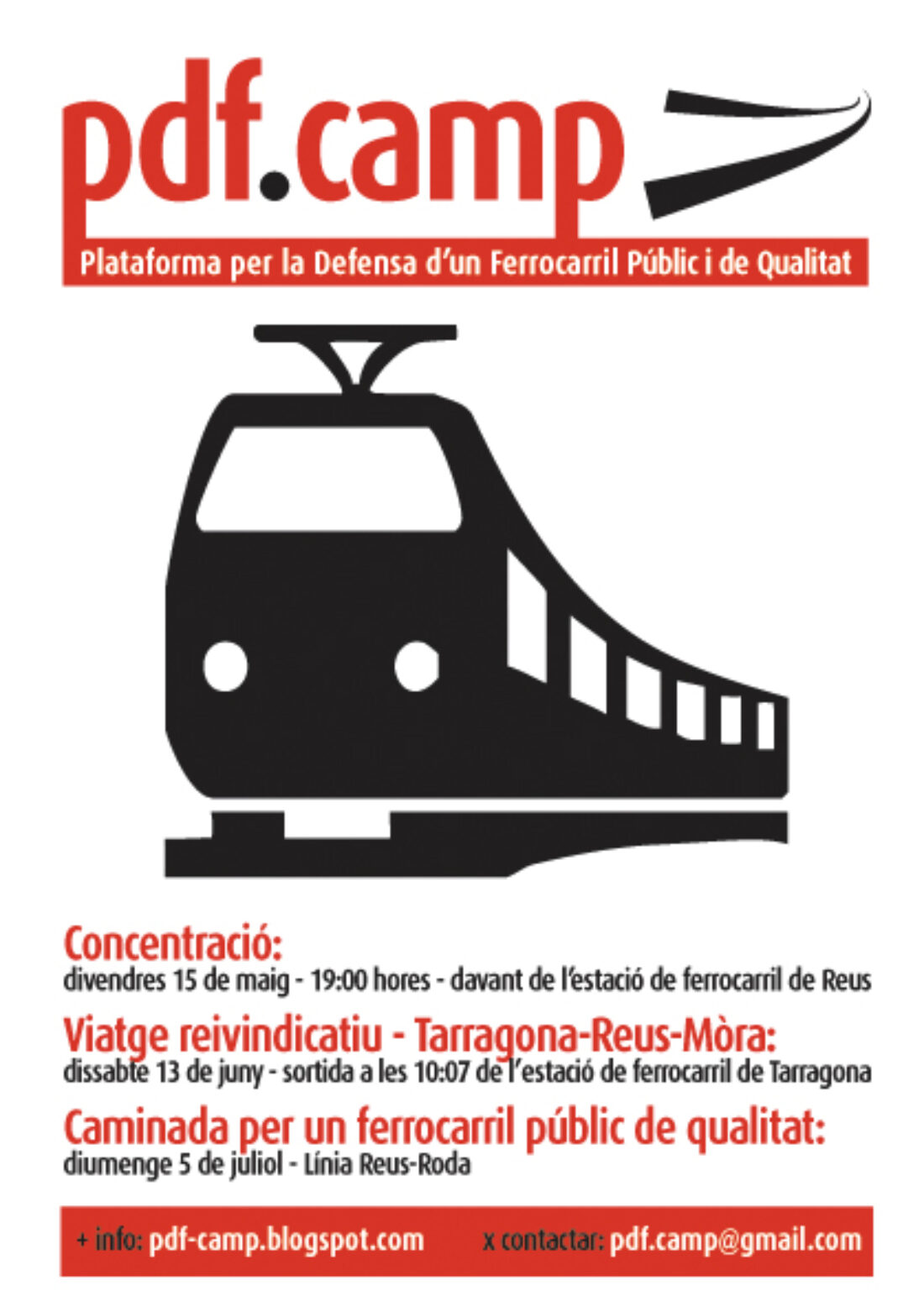 15 de mayo : concentracion de la Plataforma en Defensa del Ferrocarril Camp de Tarragona y próximas acciones