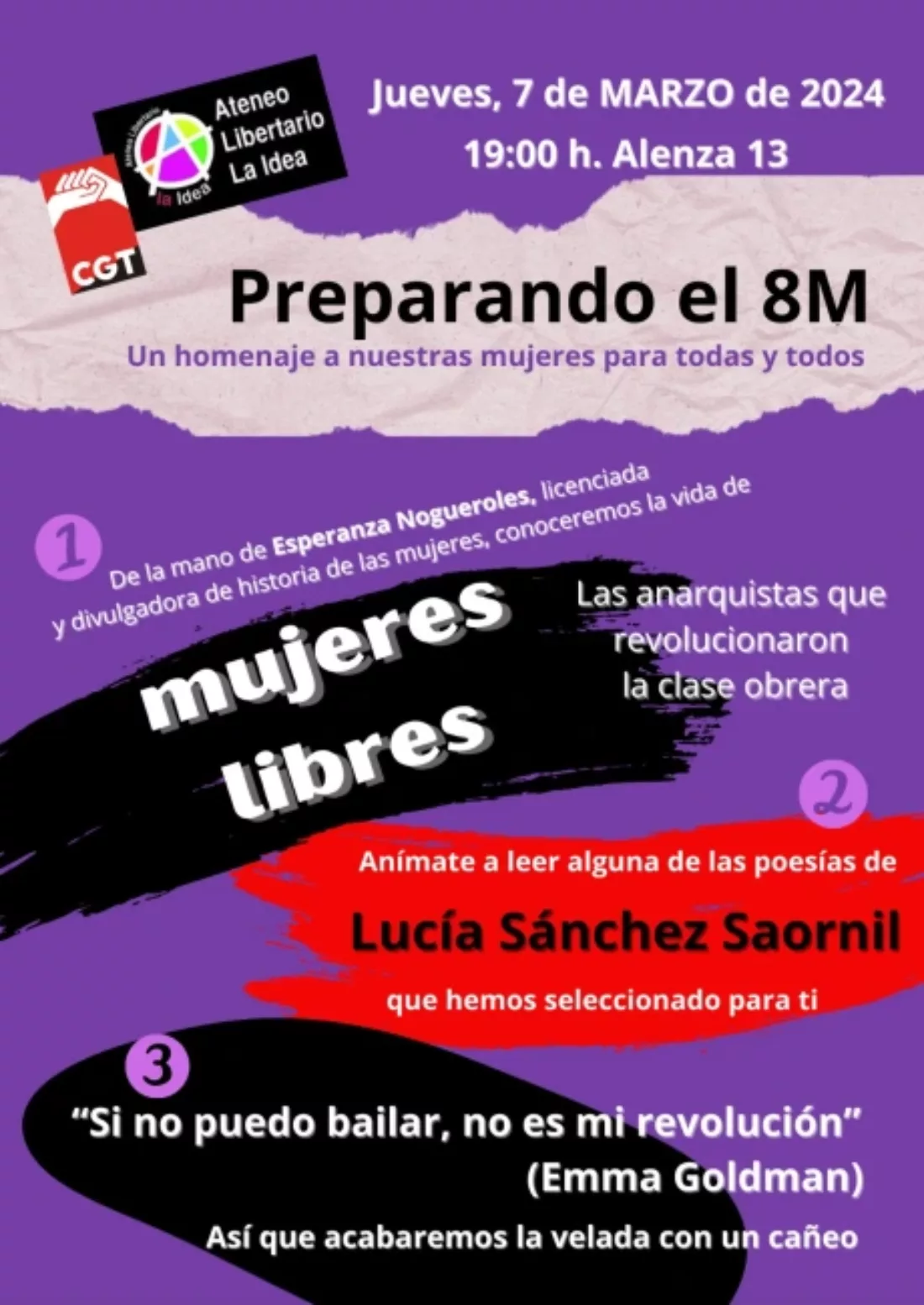 Mujeres Libres de CGT «Preparando el 8M»