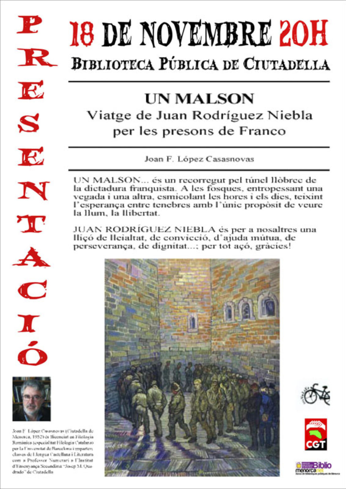 18-N: Presentación del libro «Un malson» en Menorca