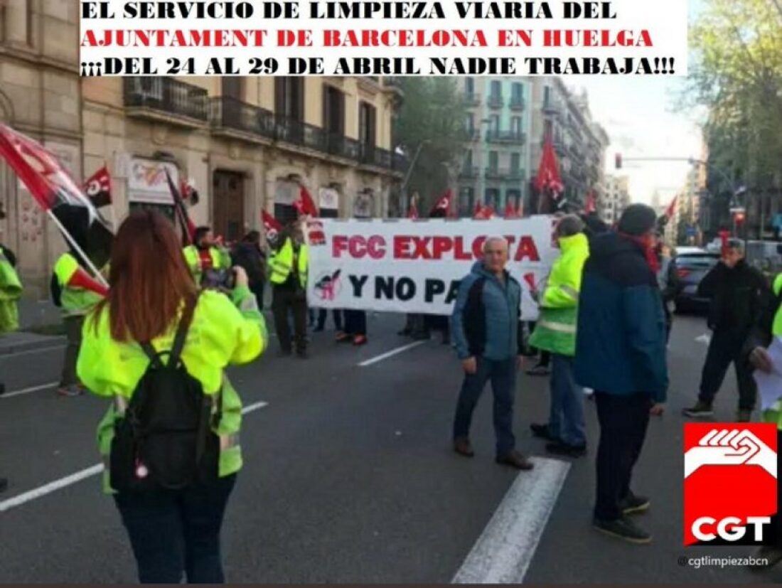 ¡La Huelga del 24 al 29 de abril en el Servicio de Limpieza Viaria de la ciudad de Barcelona puede provocar el caos!