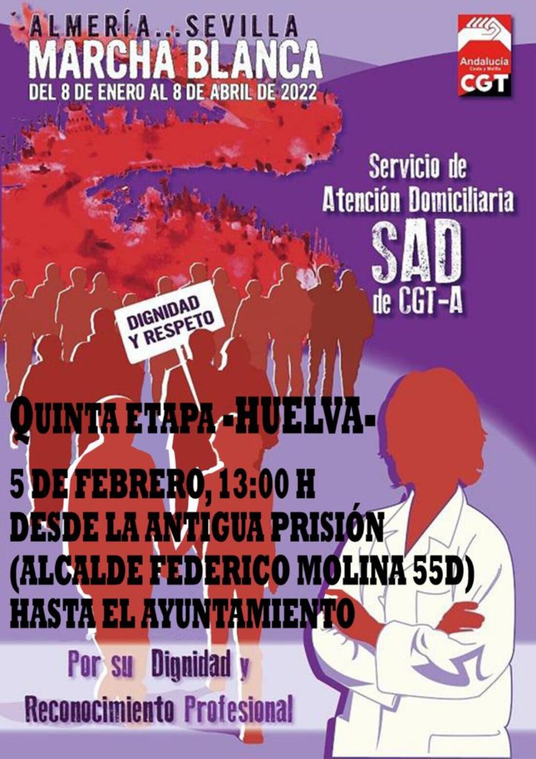 Llega a Huelva la Marcha Blanca andaluza del Servicio de Atención Domiciliaria (SAD)