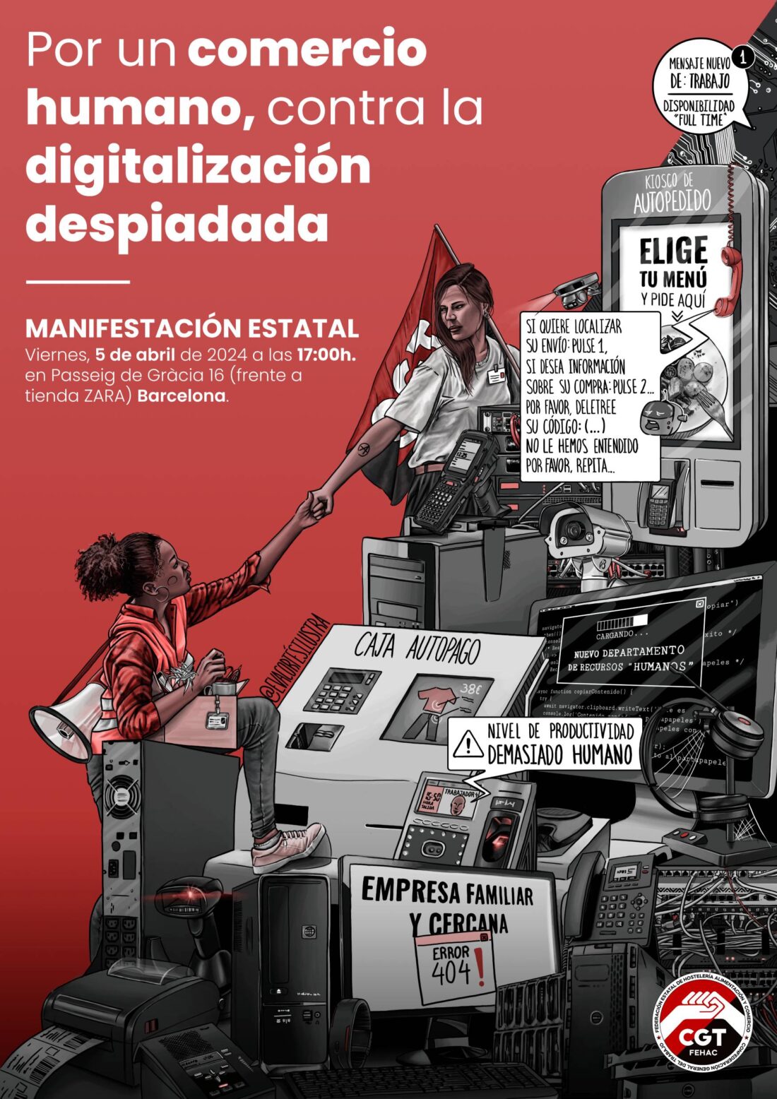 5-A: ¡Por un Comercio humano! Barcelona se moviliza contra la digitalización despiadada y apoya a trabajadoras en huelga