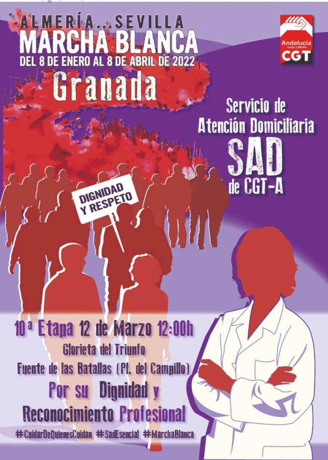 La Marcha Blanca andaluza del Servicio de Atención Domiciliaria (SAD) recorrerá Granada el próximo sábado