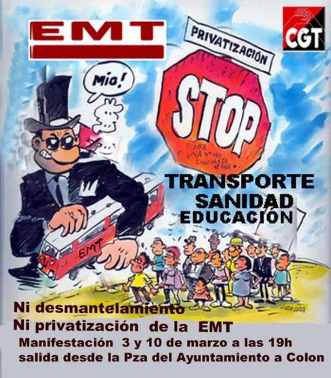 Manifestación en Valencia de los trabajadores de EMT