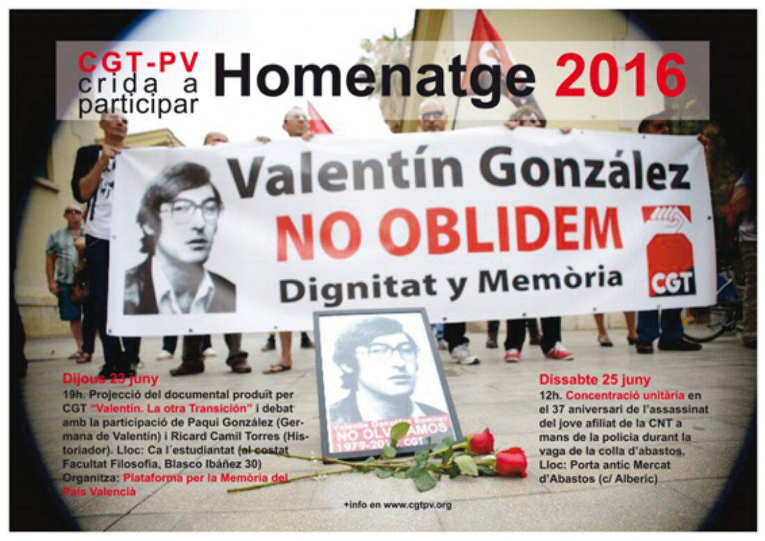 Homenaje a Valentín González. 37 aniversario de su asesinato