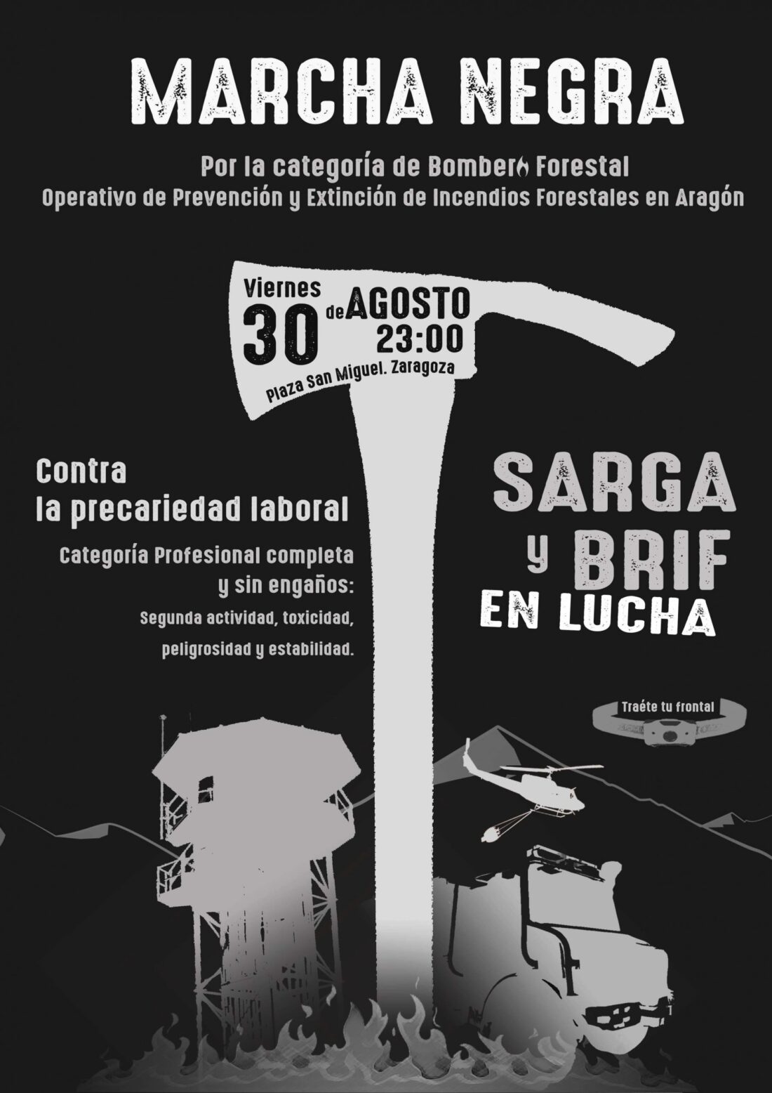 Manifestación nocturna en Zaragoza contra la precariedad laboral en SARGA y TRAGSA