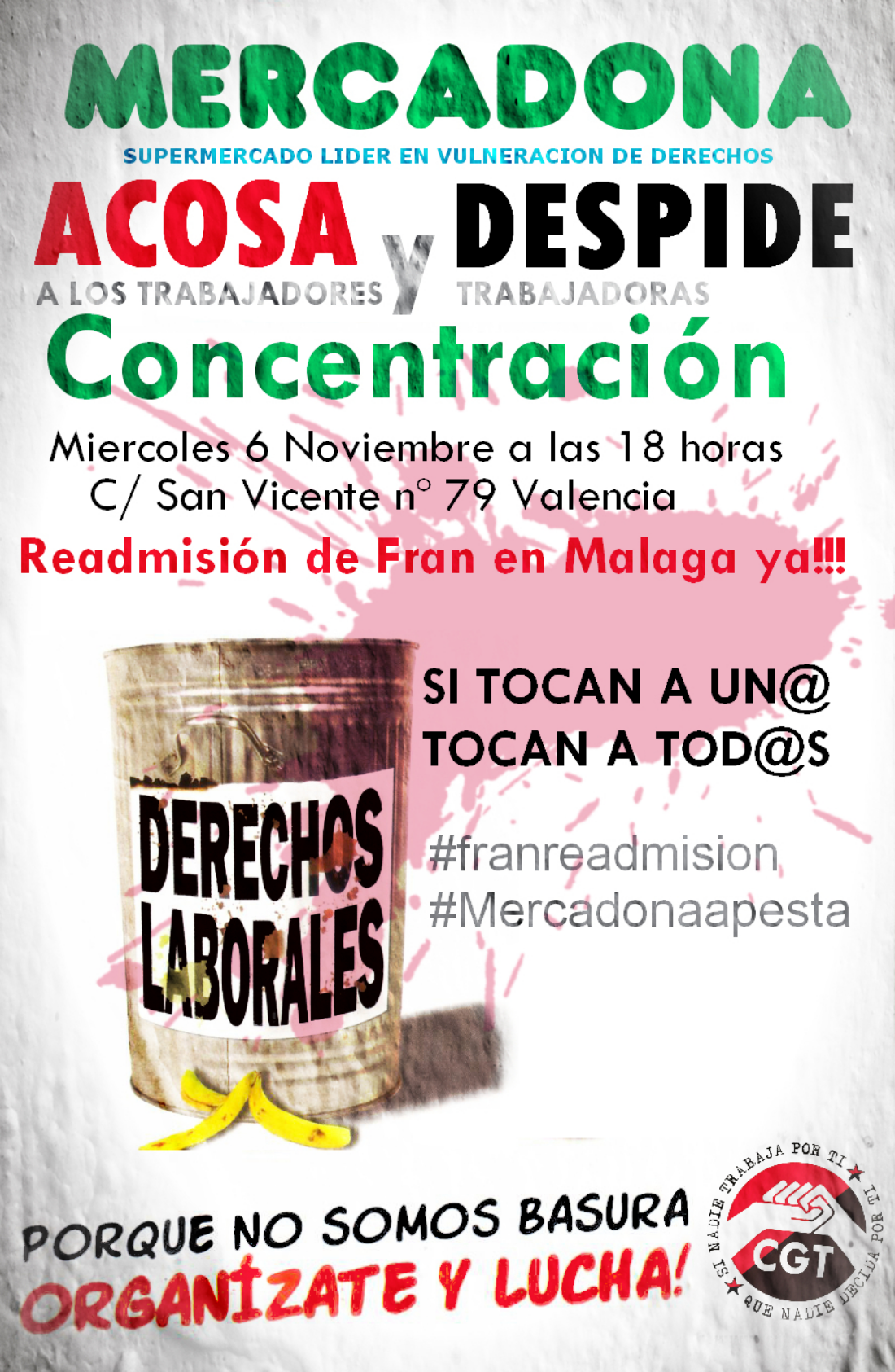 6-n: Concentración en Valencia contra la política antisindical de Mercadona