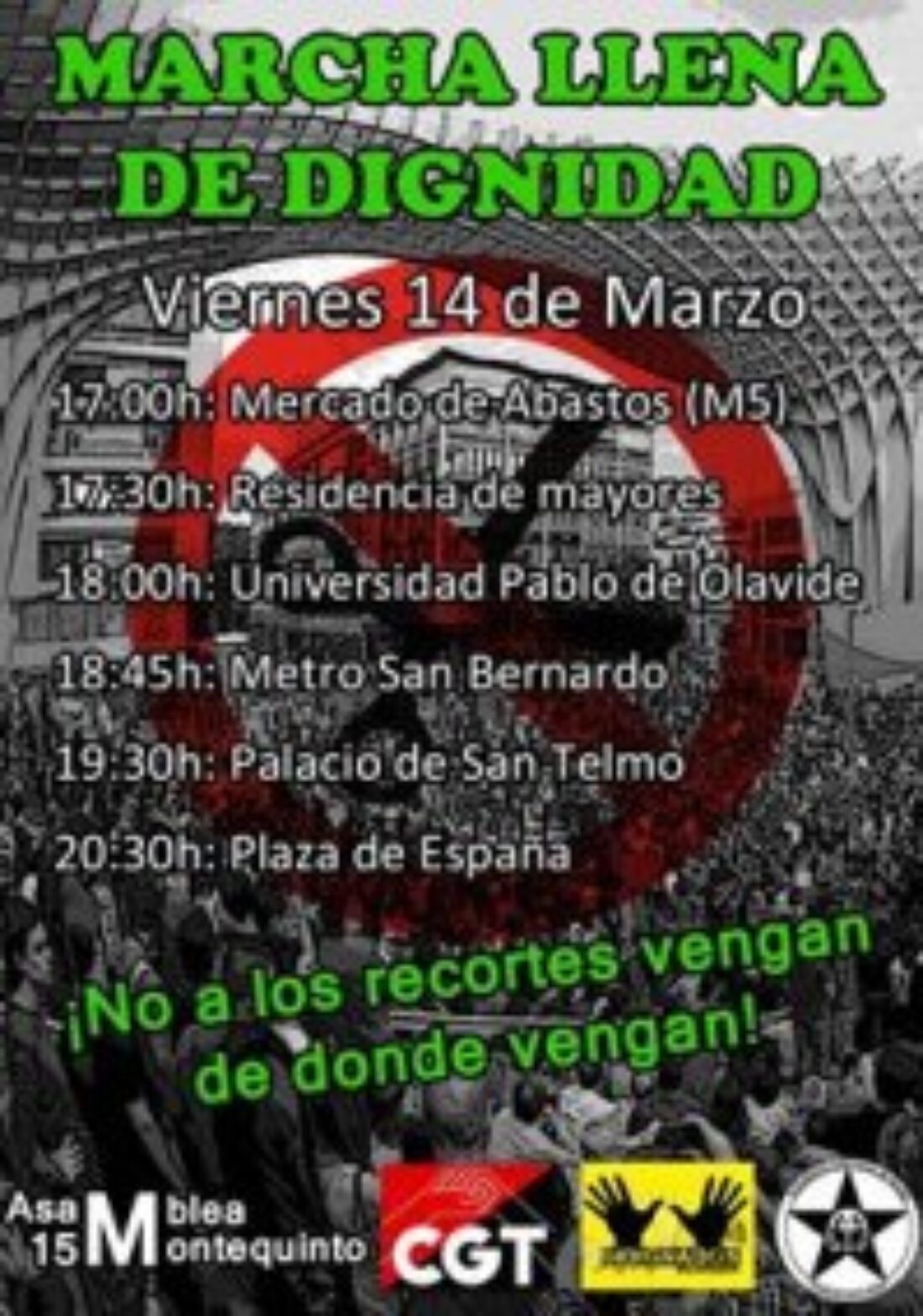 El 14 de marzo empieza la Marcha llena de Dignidad en Sevilla
